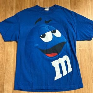 EUC Men’s Blue M&M Silly Character Face Graphic Tee - Y2K- Size X-Large